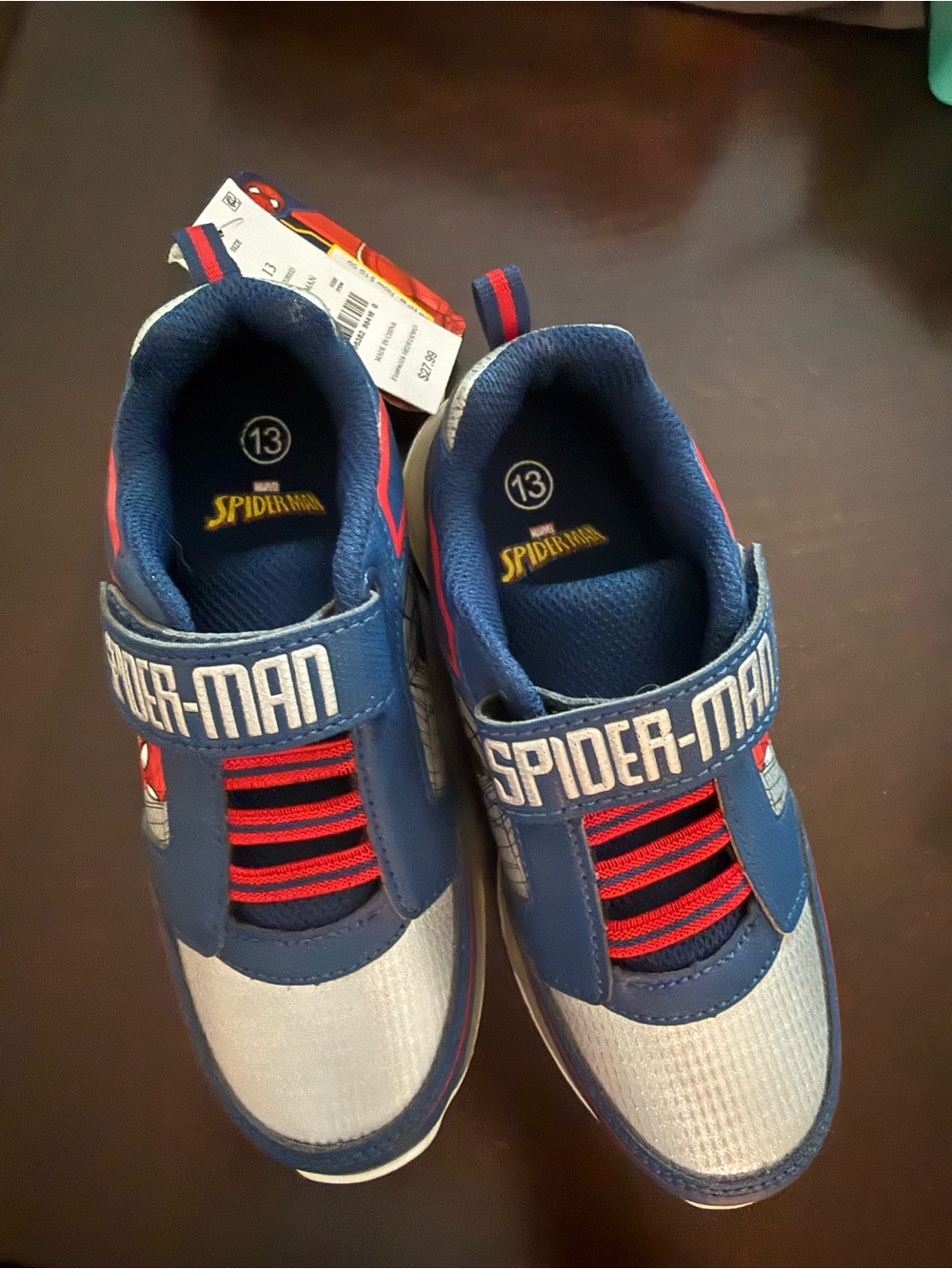 Spiderman Kids Navy Blue, Red & White Hook-and-Loop Sneakers